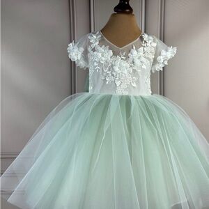 Elegant sage Floral Dress - 12-18M